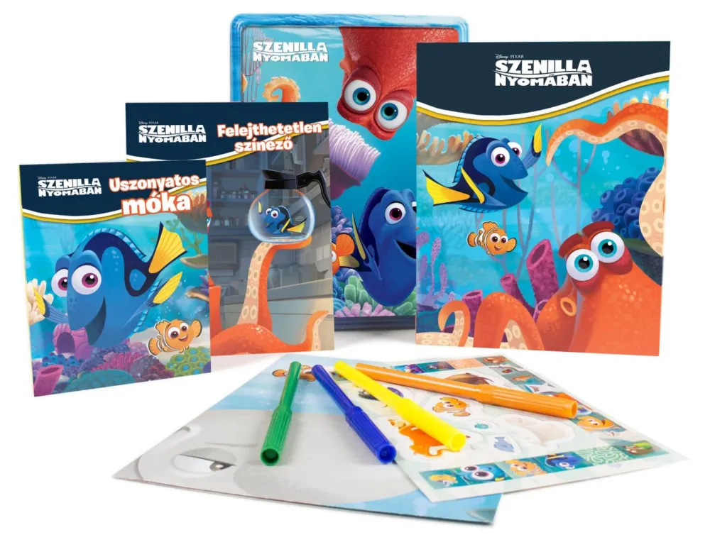 Expressz kézbesítés SZENILLA NYOMÁBAN (FÉMDOBOZ: 3 KÖNYV, 4 FILCTOLL, POSZTER ÉS MATRICA)