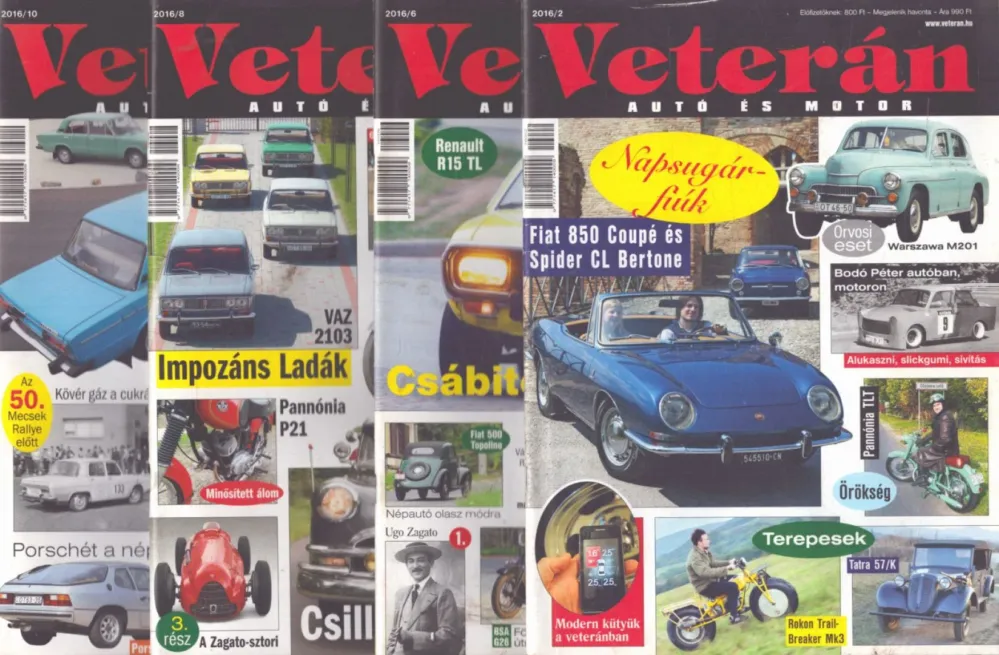 Azonnal elérhető Veterán autó és motor 2016/2., 6., 8., 10. számok (4 db)