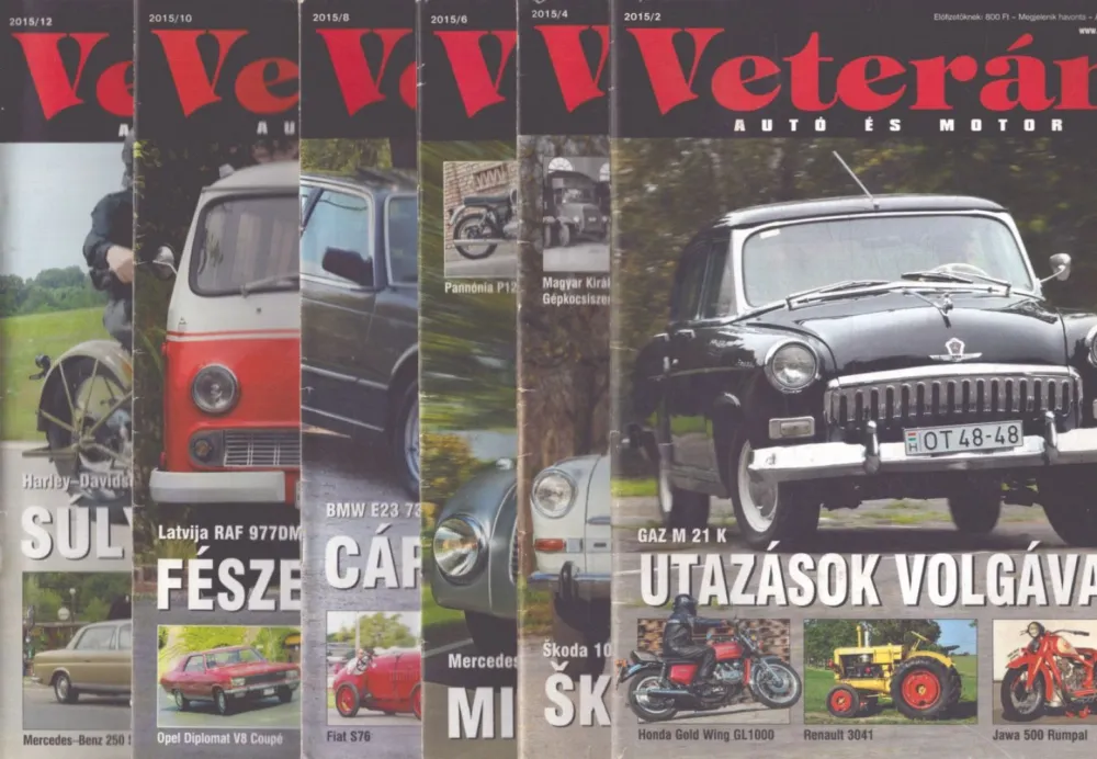 Veterán autó és motor 2015/2., 4., 6., 8., 10., 12. számok (6 db) Végkiárusítás