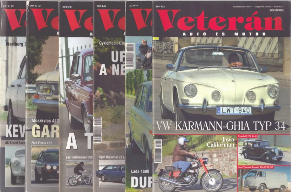 Alacsony ár Veterán autó és motor 2014/2., 4., 6., 8., 10., 12. számok (6 db)
