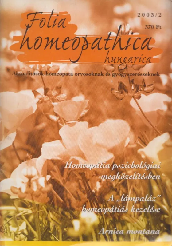 Végkiárusítás Folia Homeopathica hungarica 2003/2