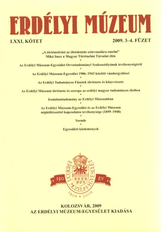 Erdélyi múzeum 2009. 3-4. füzet Ne maradj le