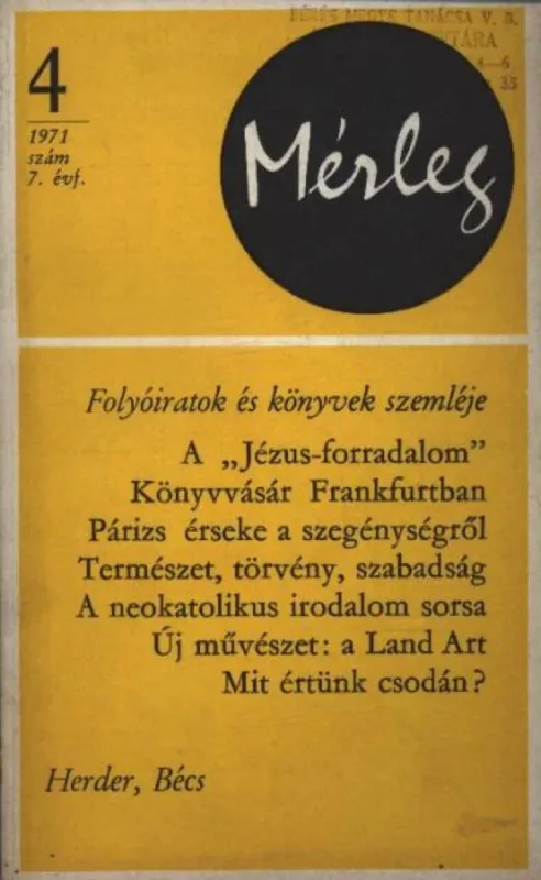 Kedvezményes ár Mérleg 1971/4