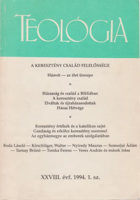 Azonnal elérhető Teológia 1994/1.