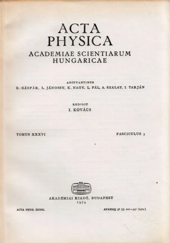 Akció Acta Physica Tomus XXXVI Fasciculus 3