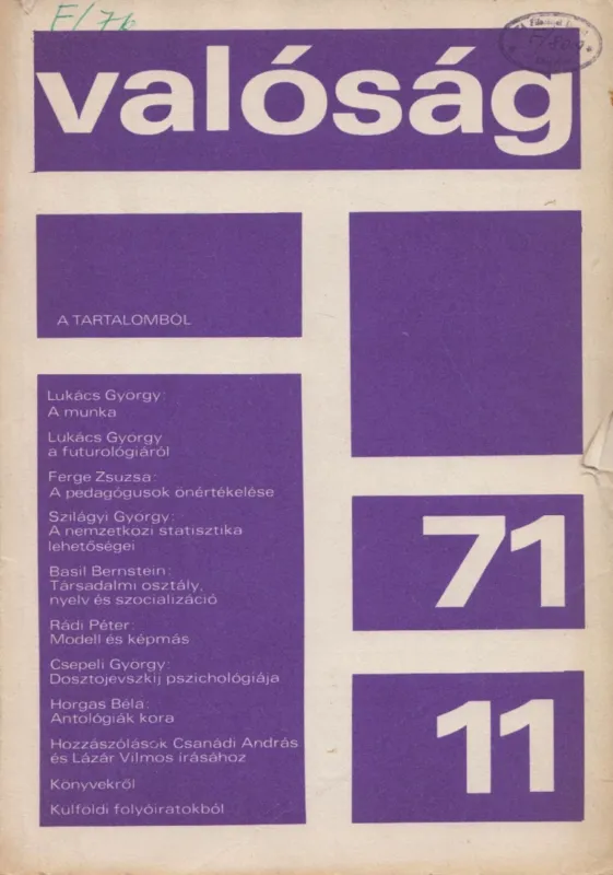Csak ma Valóság 1971/11