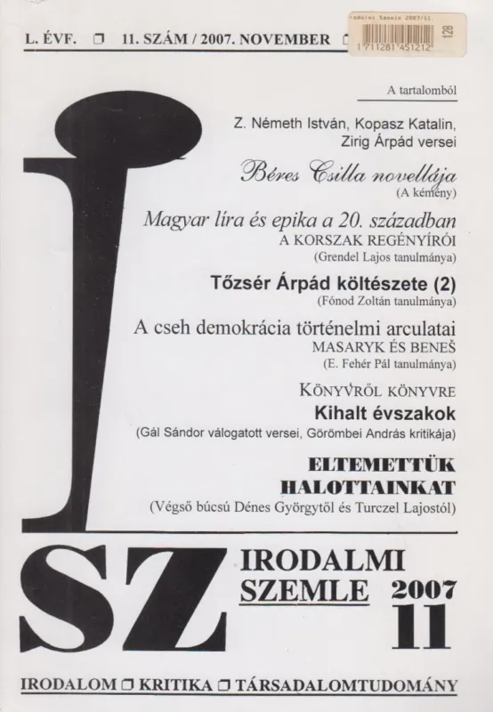 Irodalmi szemle 2007/11 Újdonság