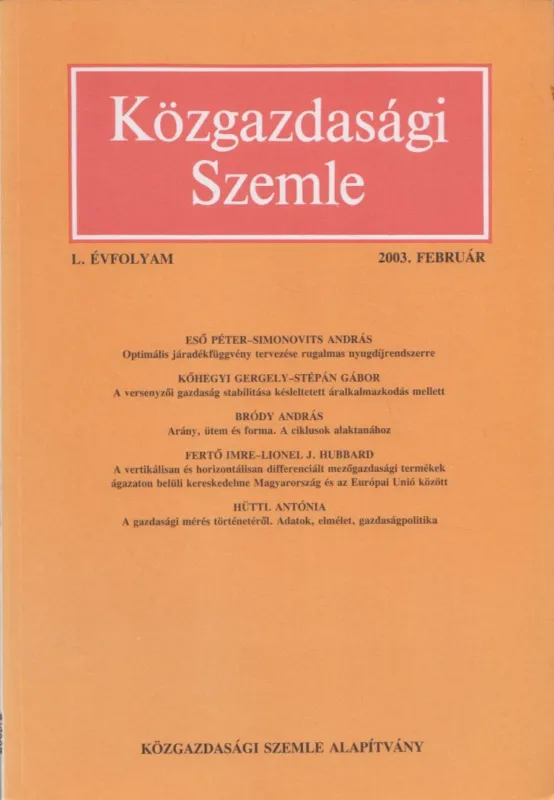 Vásárlói kedvenc Közgazdasági Szemle L. évfolyam 20033. február