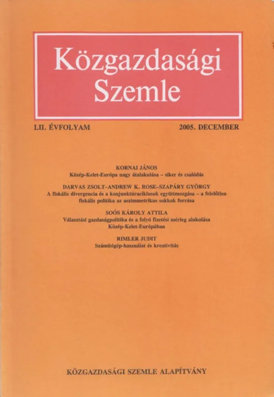Közgazdasági Szemle LII. évfolyam 2005. december Vedd meg online