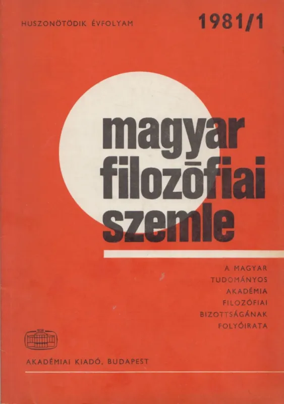 Prémium Magyar filozófiai szemle 1981/1.