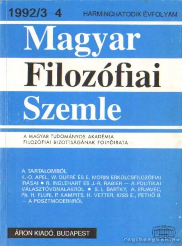 Csak ma Magyar filozófiai szemle 1992/3-4.