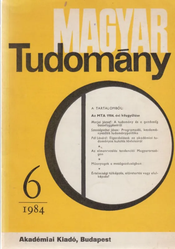 Kiárusítás Magyar Tudomány 1984/6.