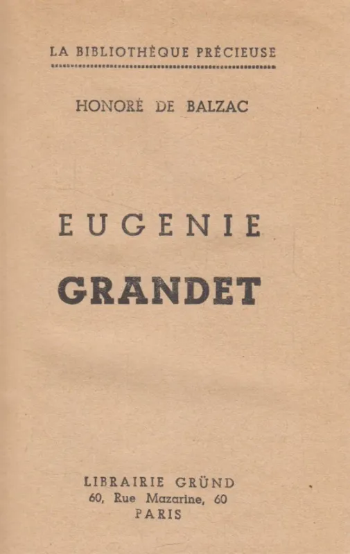 Gyors szállítás Eugenie Grandet (francia)