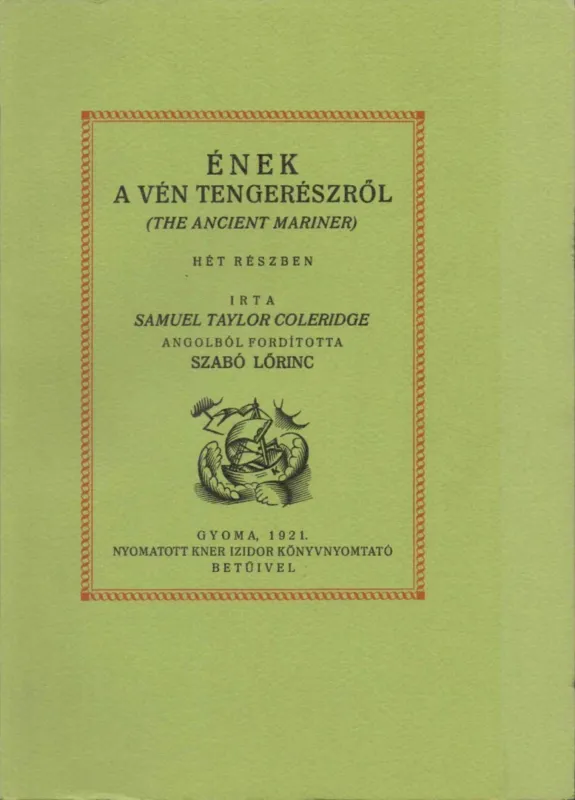 Ének a vén tengerészről (reprint) Szezonális akció